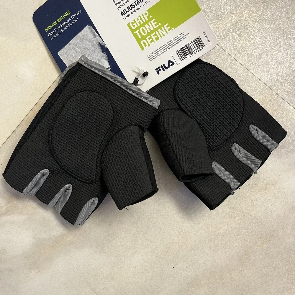 FILA Women's Fitness Gloves S/M New Black Grey